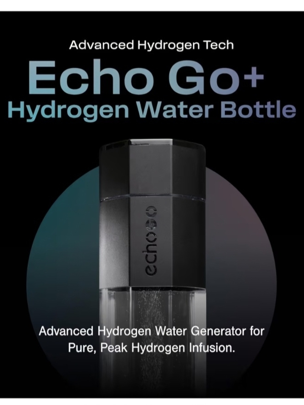 Echo Go Portable Hydrogen Water Bottle - Black & Clear